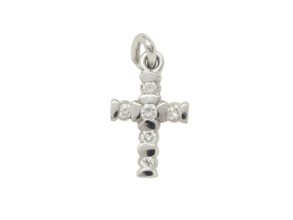 Pendentif Pendentif croix en or blanc et diamants 0.17ct 58 Facettes F4863