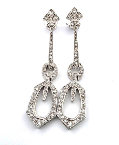 Boucles d'oreilles 1862 E - Boucles d’oreilles en platine et diamants 58 Facettes