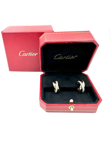 Boucles d'oreilles CARTIER. Collection "Trinity", boucles d'oreilles 3 ors 18K et diamants 58 Facettes