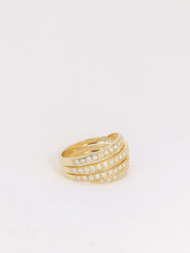 Bague 54 Bague 4 corps en or jaune et diamants 58 Facettes J132