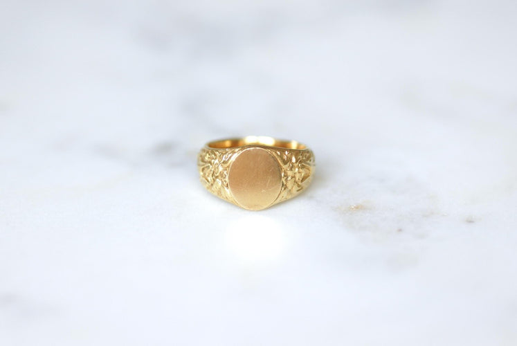 Bague 53 Chevalière Ancienne Tête de Faune en Or Jaune 58 Facettes