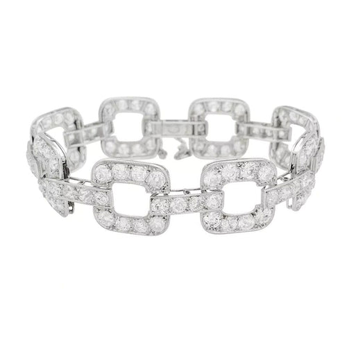 Bracelet Bracelet en platine serti de diamants taille ancienne. 58 Facettes 31228