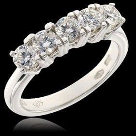 Bague 5 diamants en or blanc