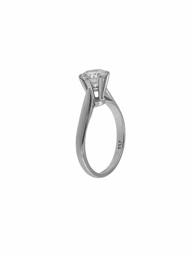 Bague 51 Bague solitaire or blanc certifiée HRD avec diamant naturel de 1,00 carat 58 Facettes
