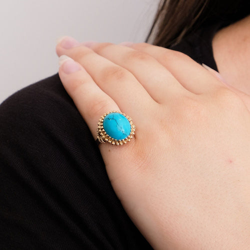 Bague 49 Bague turquoise, or rose 58 Facettes P12L8