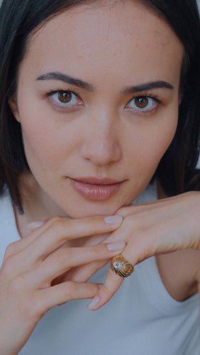 Bague 47 Bague Boule à Gaudrons Diamant sur Or et Platine 58 Facettes