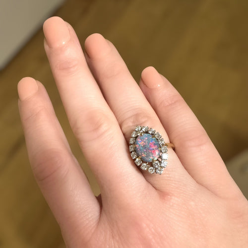 Bague marquise opale