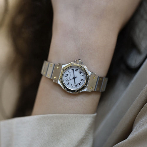 Montre Cartier - Montre Santos Dame petit modèle en or et acier - Automatique 58 Facettes