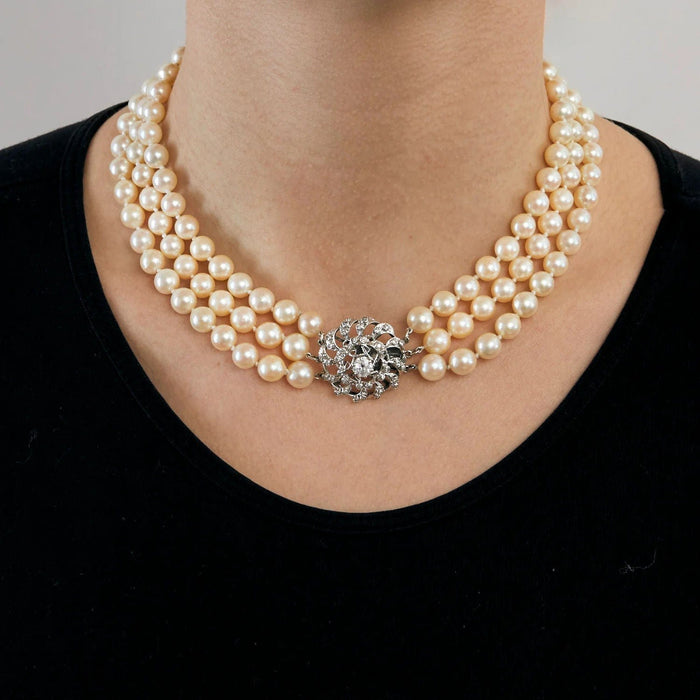 Collier Collier Perles Or & Diamants 58 Facettes BO/230036 STA