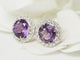Boucles d'oreilles Boucles d'oreilles en or blanc, améthystes rondes et diamants 58 Facettes 29358