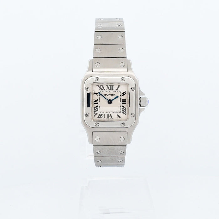 Bracelet Cartier Santos Galbée - Ivory roman dial - SM 58 Facettes