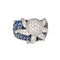 Bague Bague pieuvre en or blanc 18 carats, diamants et saphirs, taille 7,5, bijou ancien de l'océan 58 Facettes G13744
