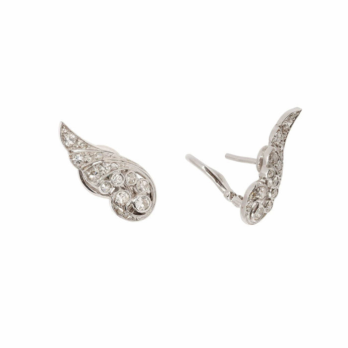 Boucles d'oreilles Boucles d'oreilles ailées diamants or blanc 58 Facettes BO233