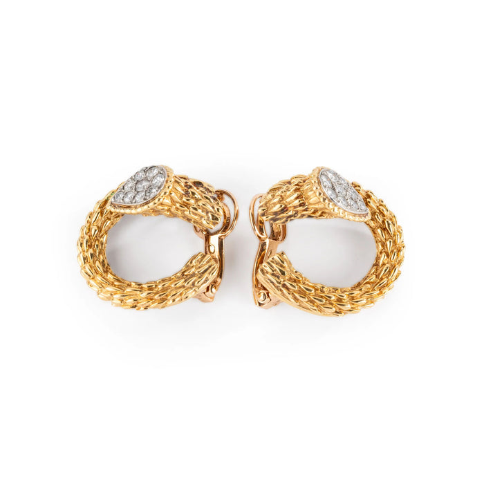 Boucheron - Boucles d'oreilles Vintage Serpent Bohème or jaune et diamants