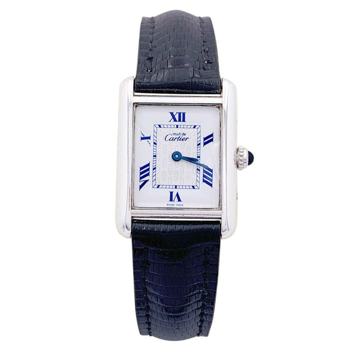 Montre Montre Cartier "Tank Must" argent, cuir. 58 Facettes 33797