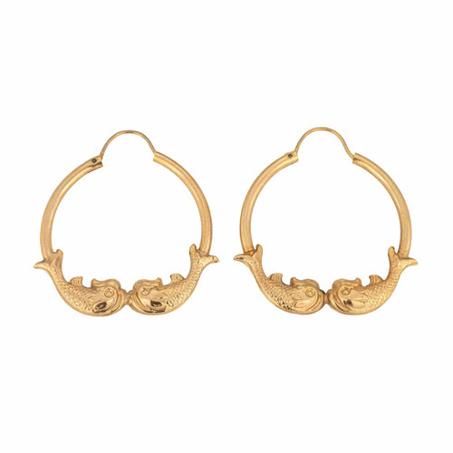 Boucles d'oreilles Boucles d'oreilles créoles poisson Koi vintage en or jaune 58 Facettes G13629