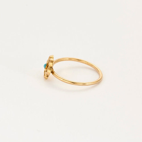 Bague 52,5 Bague or jaune à motif de fleur ciselée, turquoise 58 Facettes CHAL01733