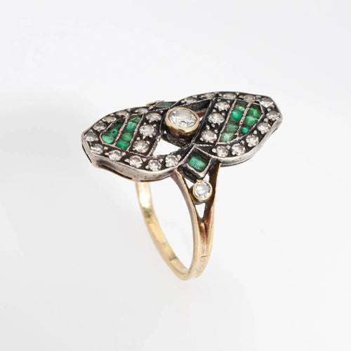 Bague Bague vintage diamants émeraudes 58 Facettes G13196
