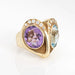 Ring 52 Vintage Owl Ring Amethyst Blue Topaz Diamond Yellow Gold 58 Facettes G13155