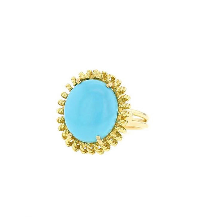 Bague Oursin Vintage cabochon turquoise