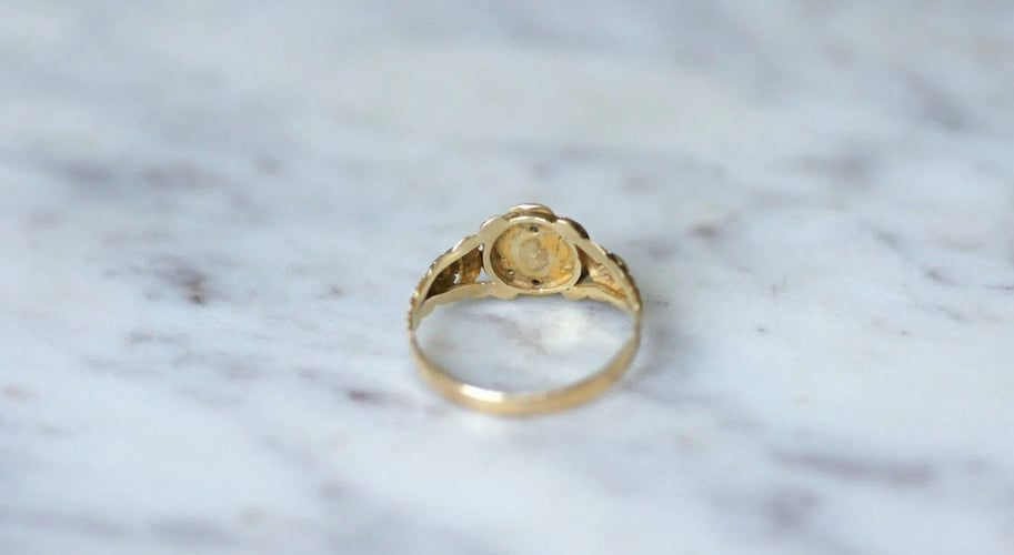 Bague Bague fleur ancienne turquoises et diamant 58 Facettes