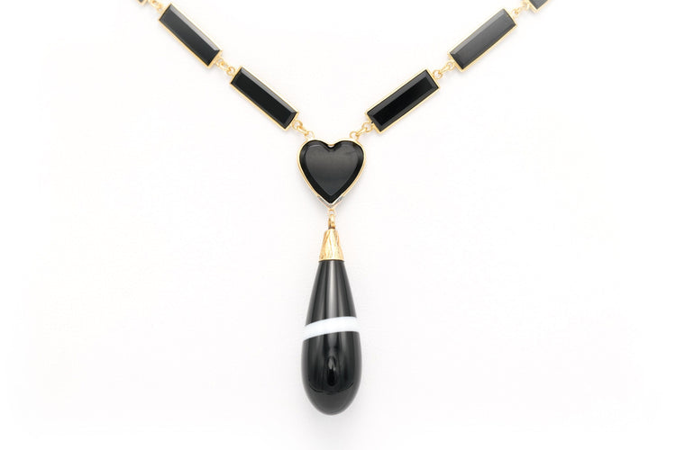Collier Collier Nap III en or 18 carats serti d'onyx et d'agates 58 Facettes B606