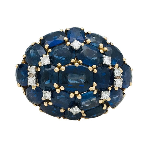 Bague 59 Bague en or jaune saphirs et diamants. 58 Facettes 29238