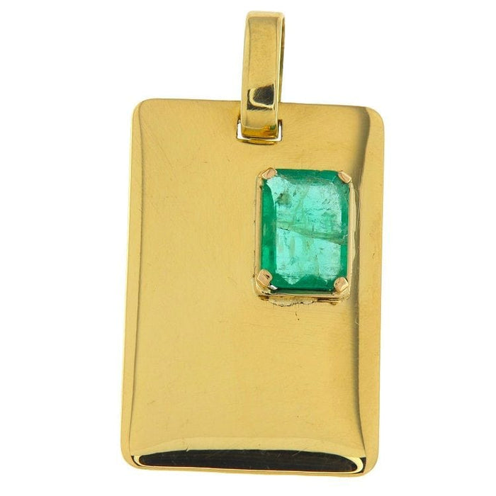 Pendentif Pendentif en plaque d'or jaune avec Émeraude 58 Facettes G3603