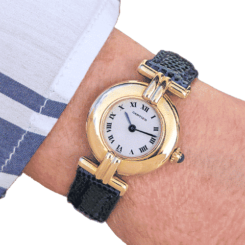 Montre Cartier Colisée 18k Gold also called Rivoli 8109 Circa 1985 Round 58 Facettes