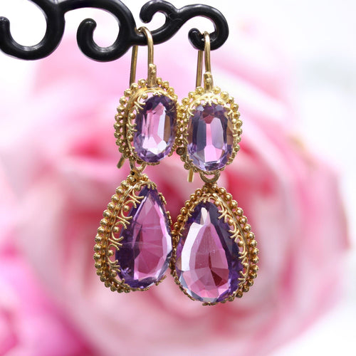 Boucles d'oreilles Pendants d'oreilles ancien or et améthystes 58 Facettes 24-240