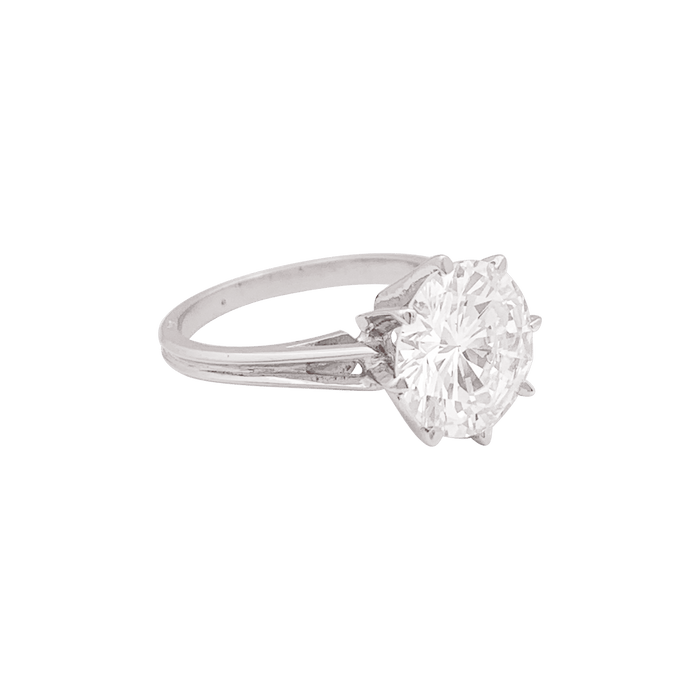 Bague 53 Solitaire or blanc, diamant 4,02 carats. 58 Facettes 34293