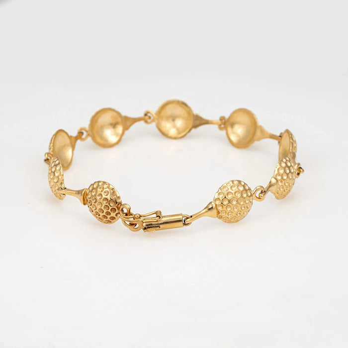 Bracelet 47 Golf Ball Bracelet Yellow Gold Sporting Jewelry Links Stacking 58 Facettes G12157