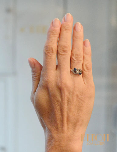 Bague Ancienne Trio Saphirs et Diamant