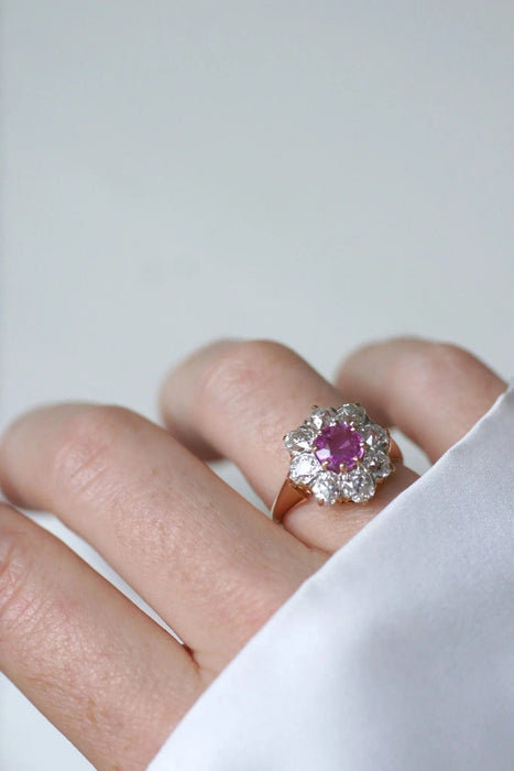 Bague 58 Bague Marguerite Saphir Rose et Diamants 58 Facettes