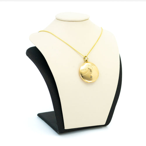 Médaillon en or jaune avec perle ronde