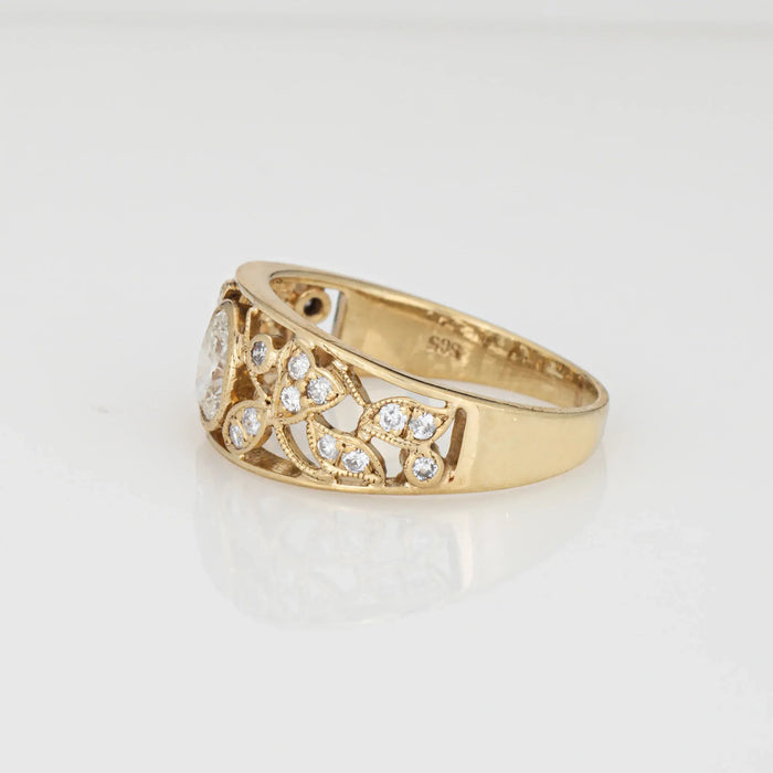 Bague vigne diamant vintage en or jaune