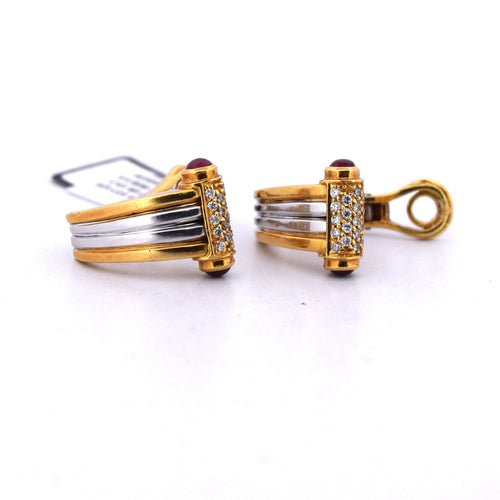 Boucles d'oreilles Piaget - Boucles d'oreilles en or jaune 18 carats, diamants et rubis 58 Facettes