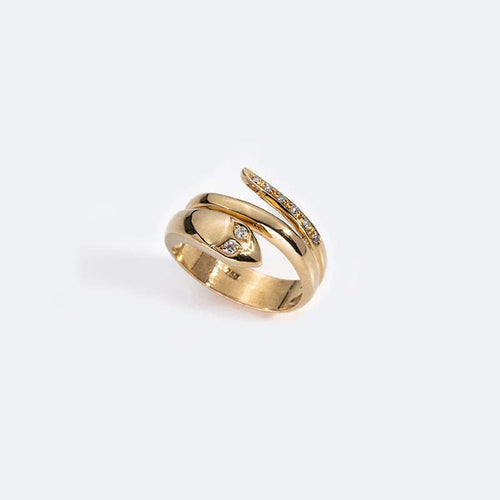 Bague 13 / Oro Giallo Anello “Contrarié” con serpente 58 Facettes ANL167