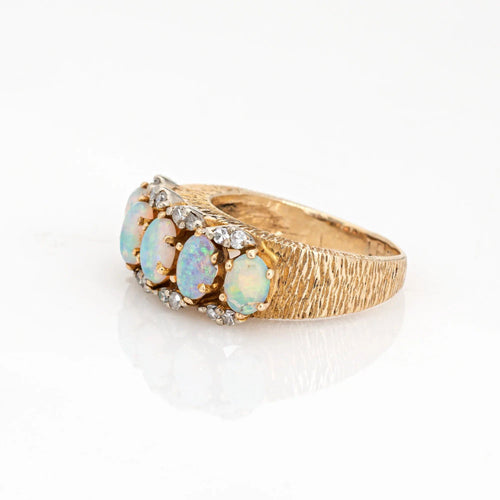 Bague 46 Bague diamant opale vintage des années 60 en or jaune 14 carats 58 Facettes G13166