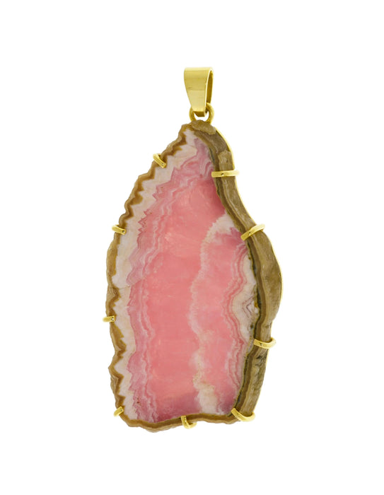 Pendentif Pendentif or jaune tranche rhodochrosite 58 Facettes C145