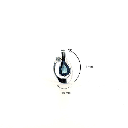 Pendentif Or Blanc, Saphir & Diamant