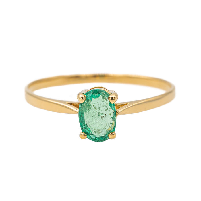 Bague Solitaire Or jaune Emeraude