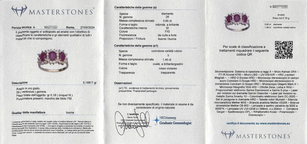 Bague Bague en or jaune avec rubis et diamants 58 Facettes