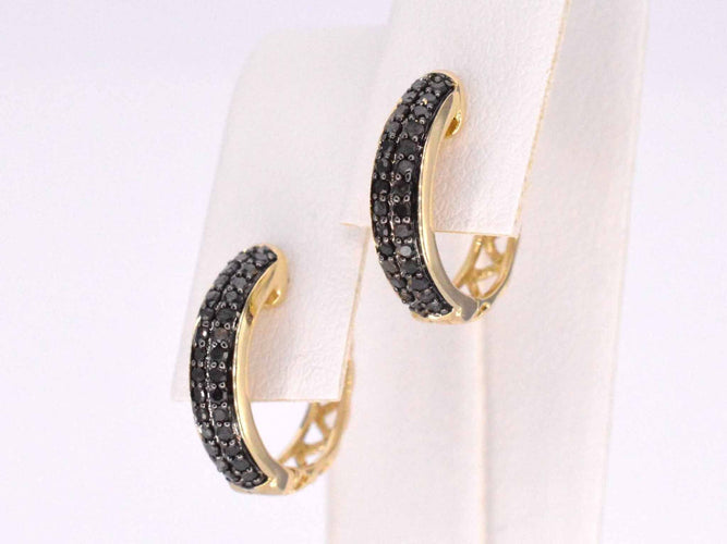 Boucles d'oreilles Boucles d'oreilles en or avec diamant noir 58 Facettes 2228