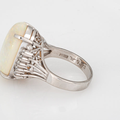 Bague 54 Bague Opale Naturelle Diamant Estate Platine 58 Facettes G13960