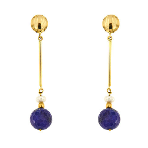 Boucles d'oreilles avec perles et lapis-lazuli