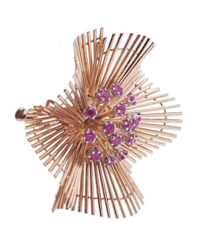 Broche Or jaune 18K Rubis