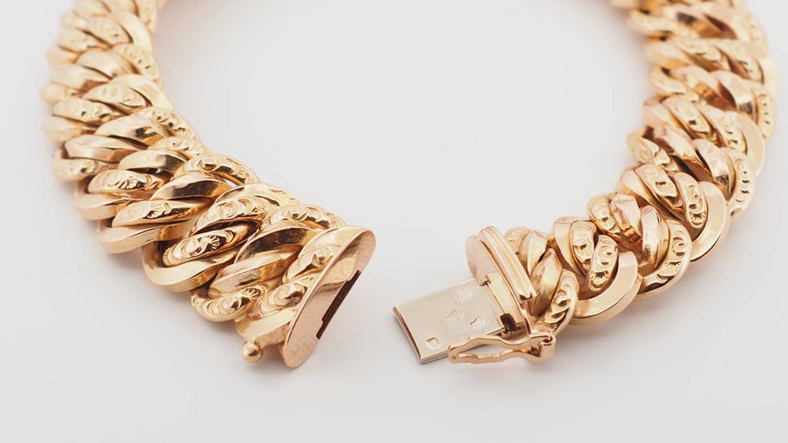 Bracelet vintage maille américaine en or rose