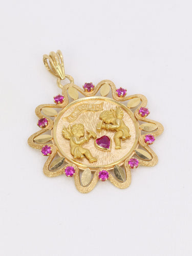Pendentif Pendentif or jaune rubis "Il bat pour toi" grand modèle 58 Facettes 1190.4