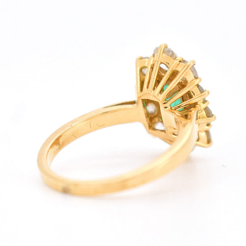 Bague 52 Bague Pompadour Vintage Or 18 Carats, Émeraude Naturelle et Diamants 58 Facettes 281